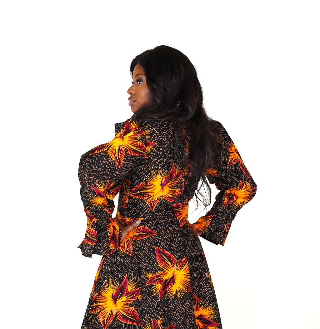 Belo African Print Midi Dress