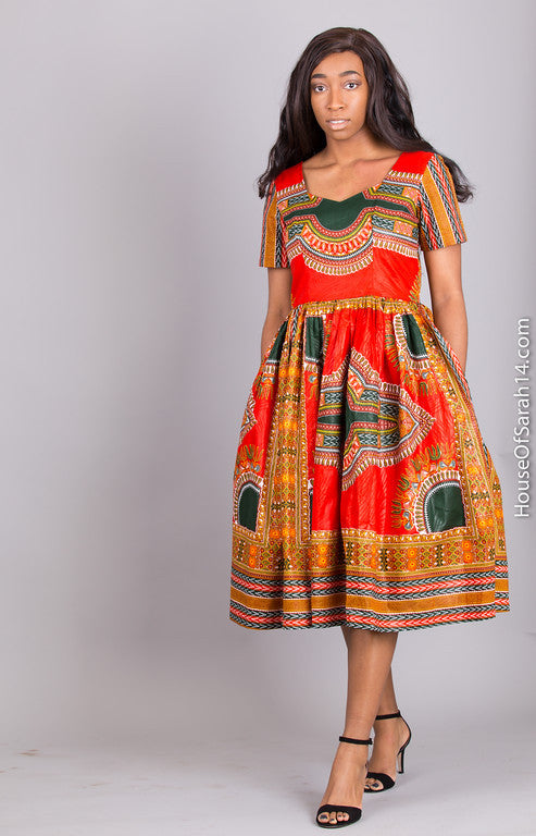 Bordeaux Dashiki Dress - HouseOfSarah14