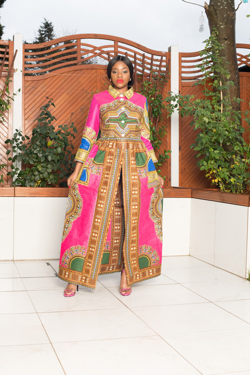 Pink Dashiki African Print Top/Dress