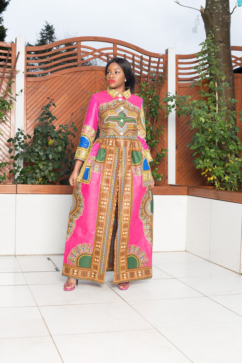 Pink Dashiki African Print Top/Dress