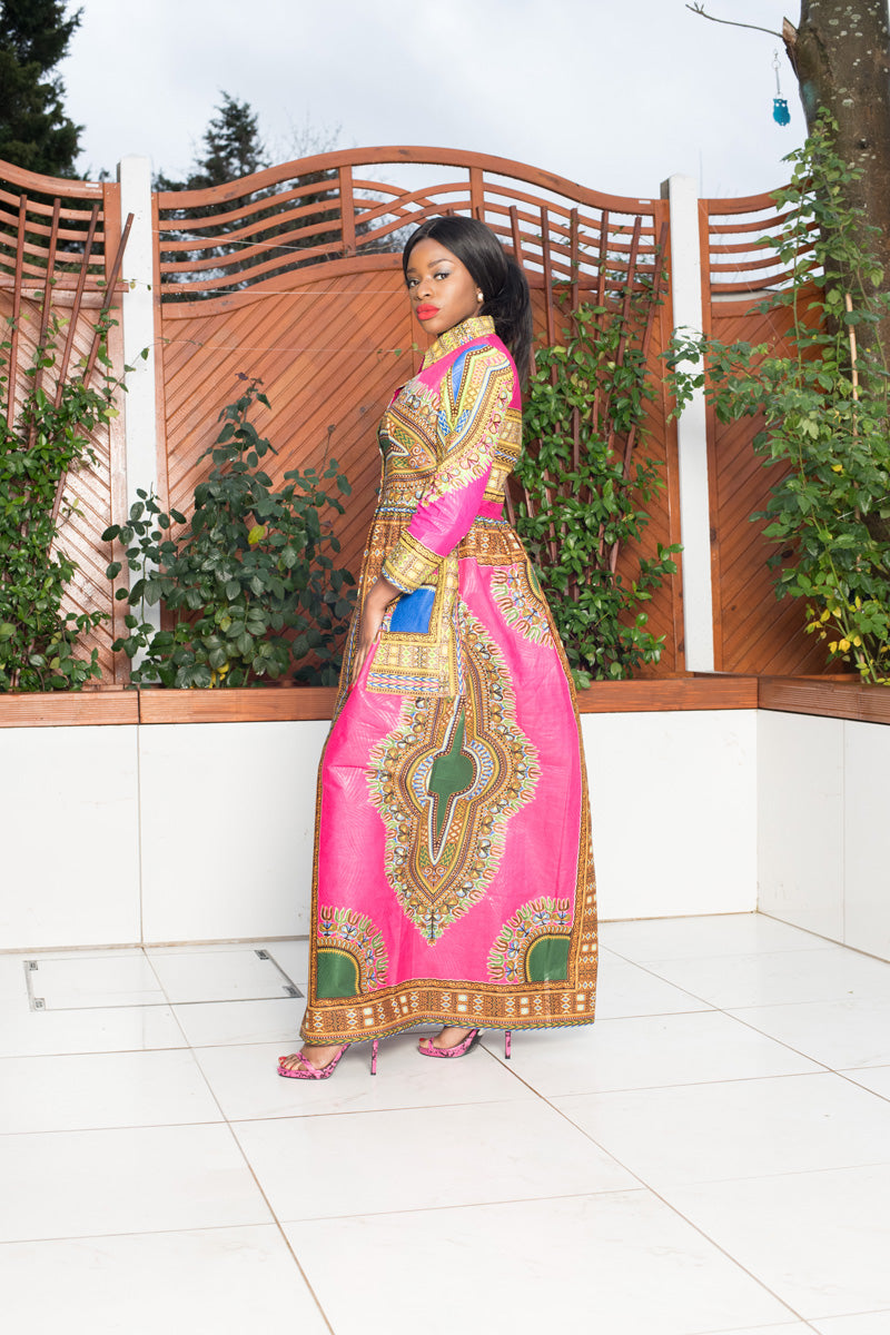 Pink Dashiki African Print Top/Dress