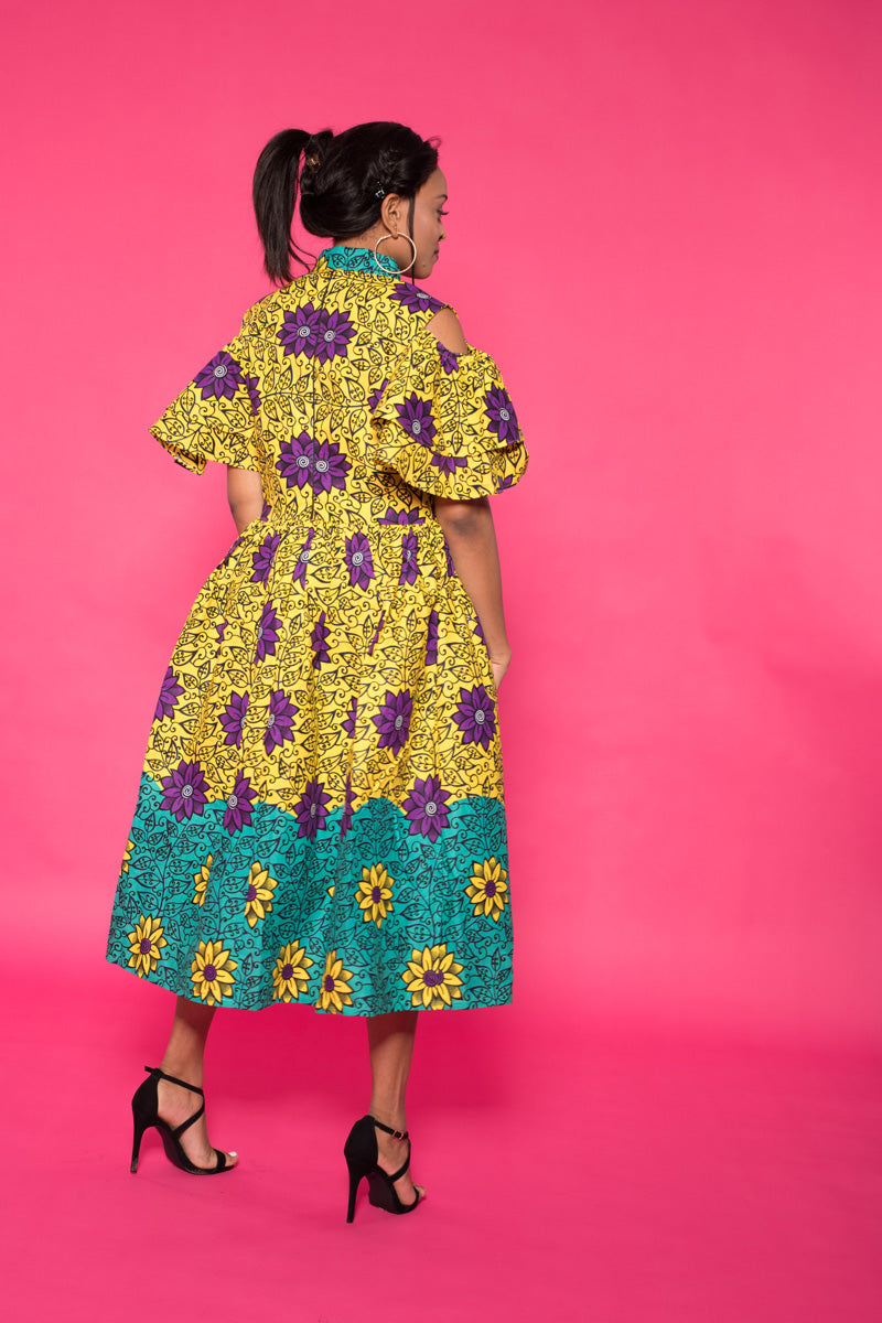 Shakira African Print Midi Dress