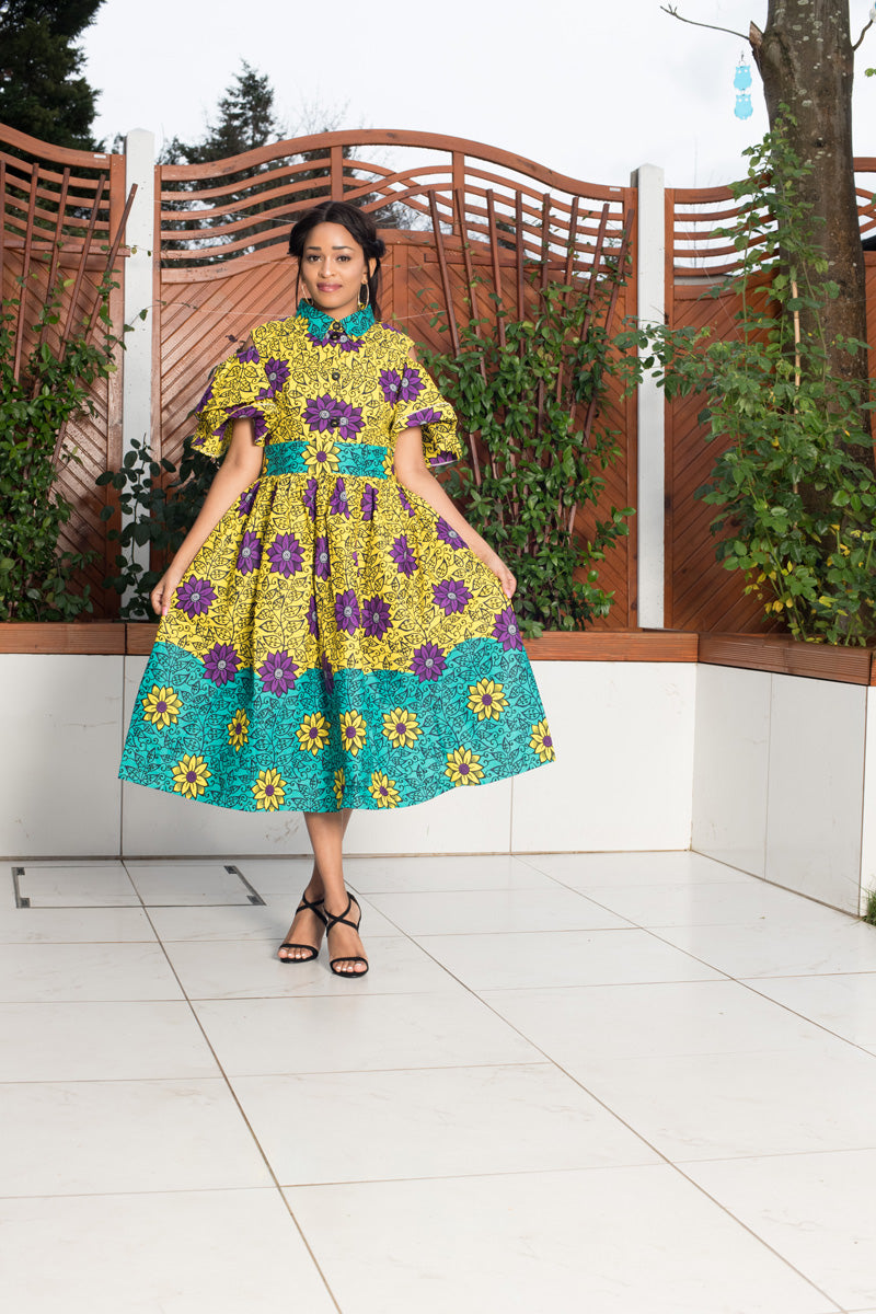 Shakira African Print Midi Dress