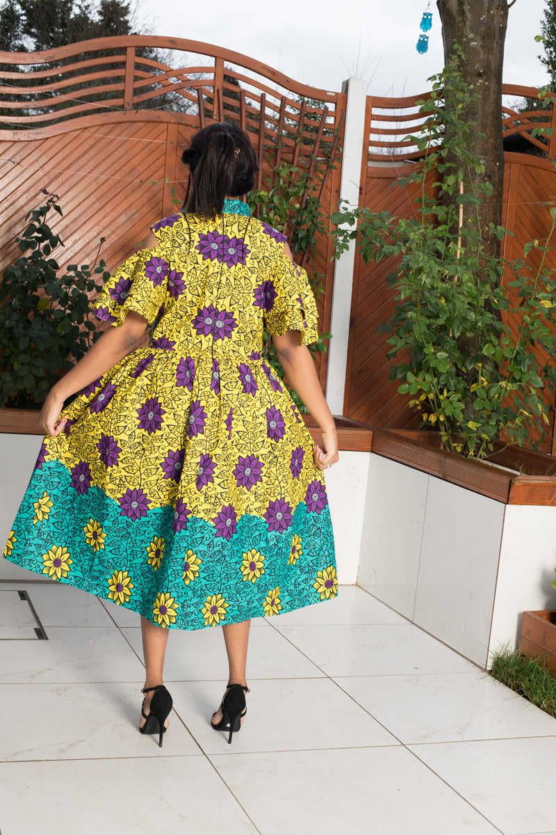 Shakira African Print Midi Dress