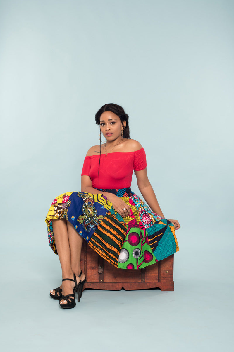 Bastos Patchwork Midi Skirt