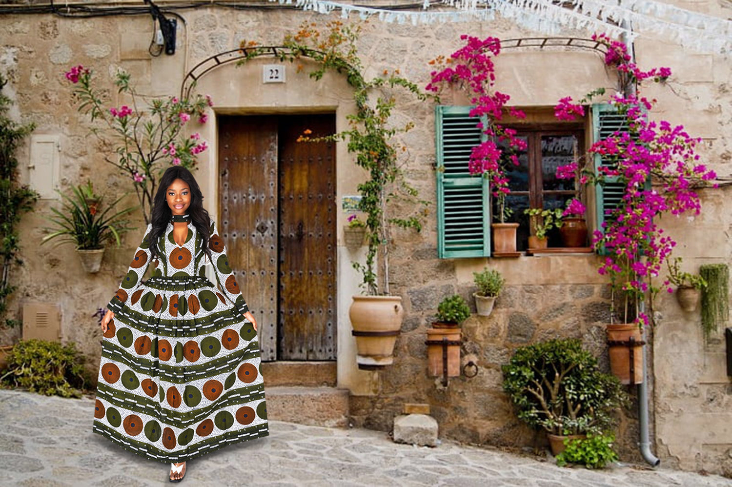 Marta African Print Maxi Dress