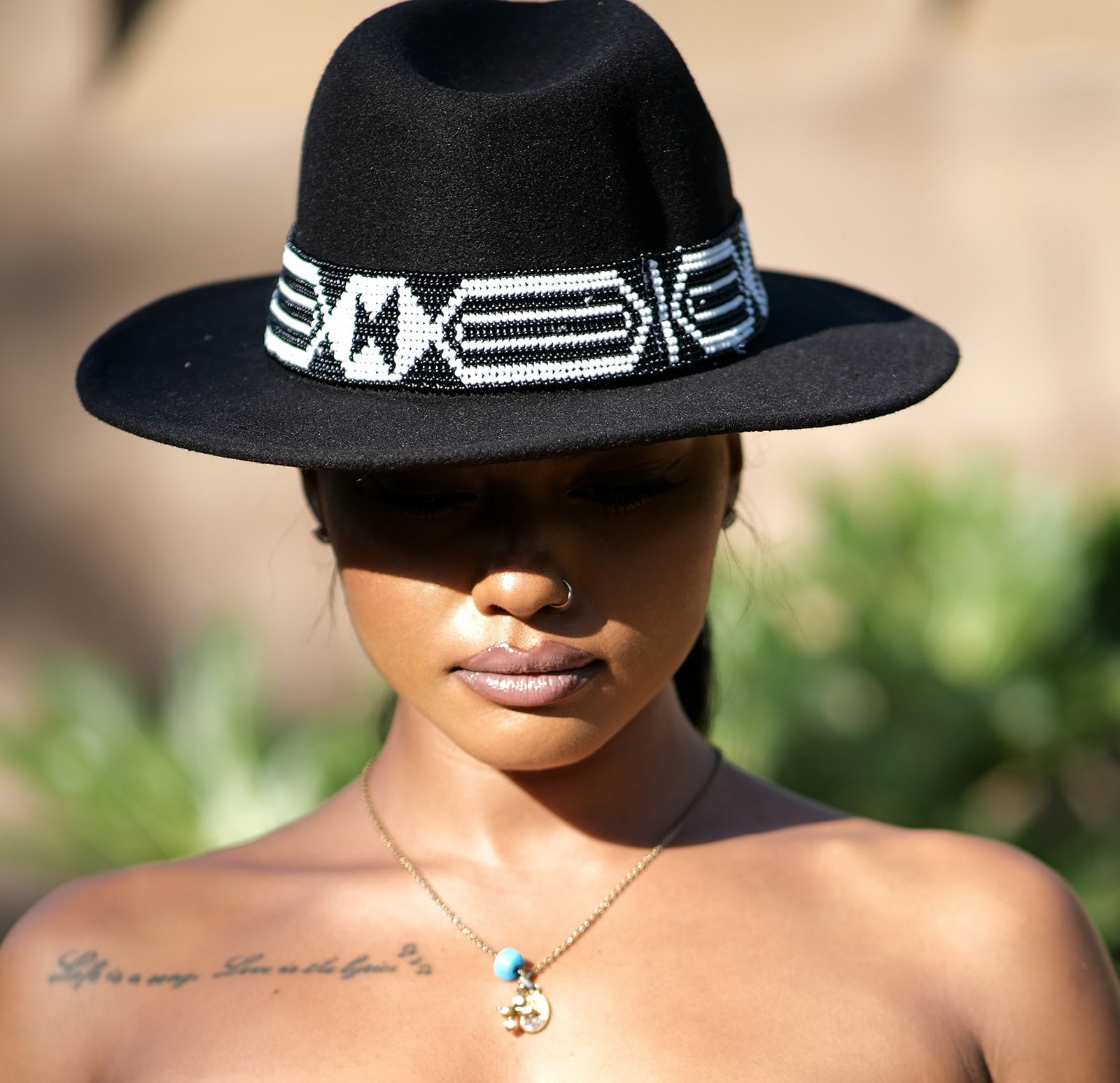 HouseOfSarah14 Black Beaded Fedora Hat