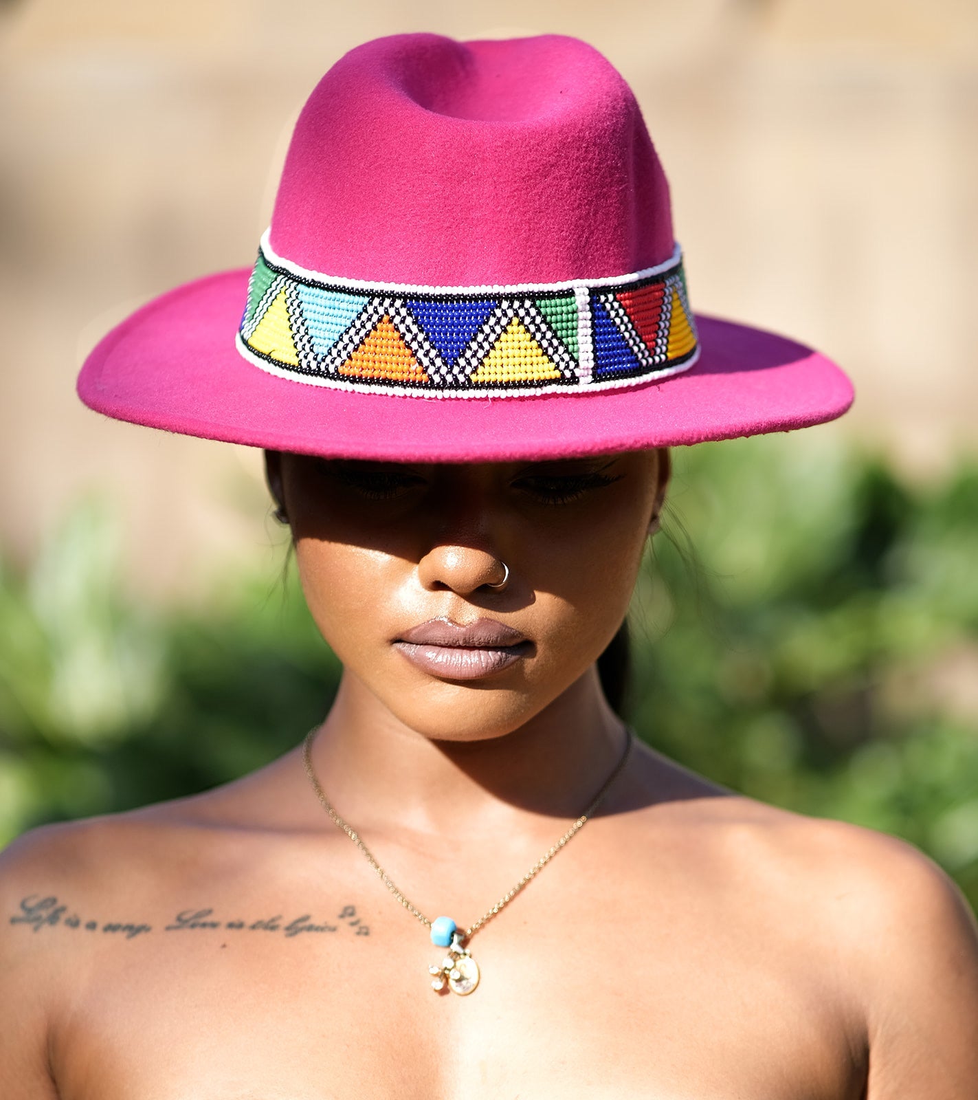 HouseOfSarah14 Pink Beaded Fedora Hat
