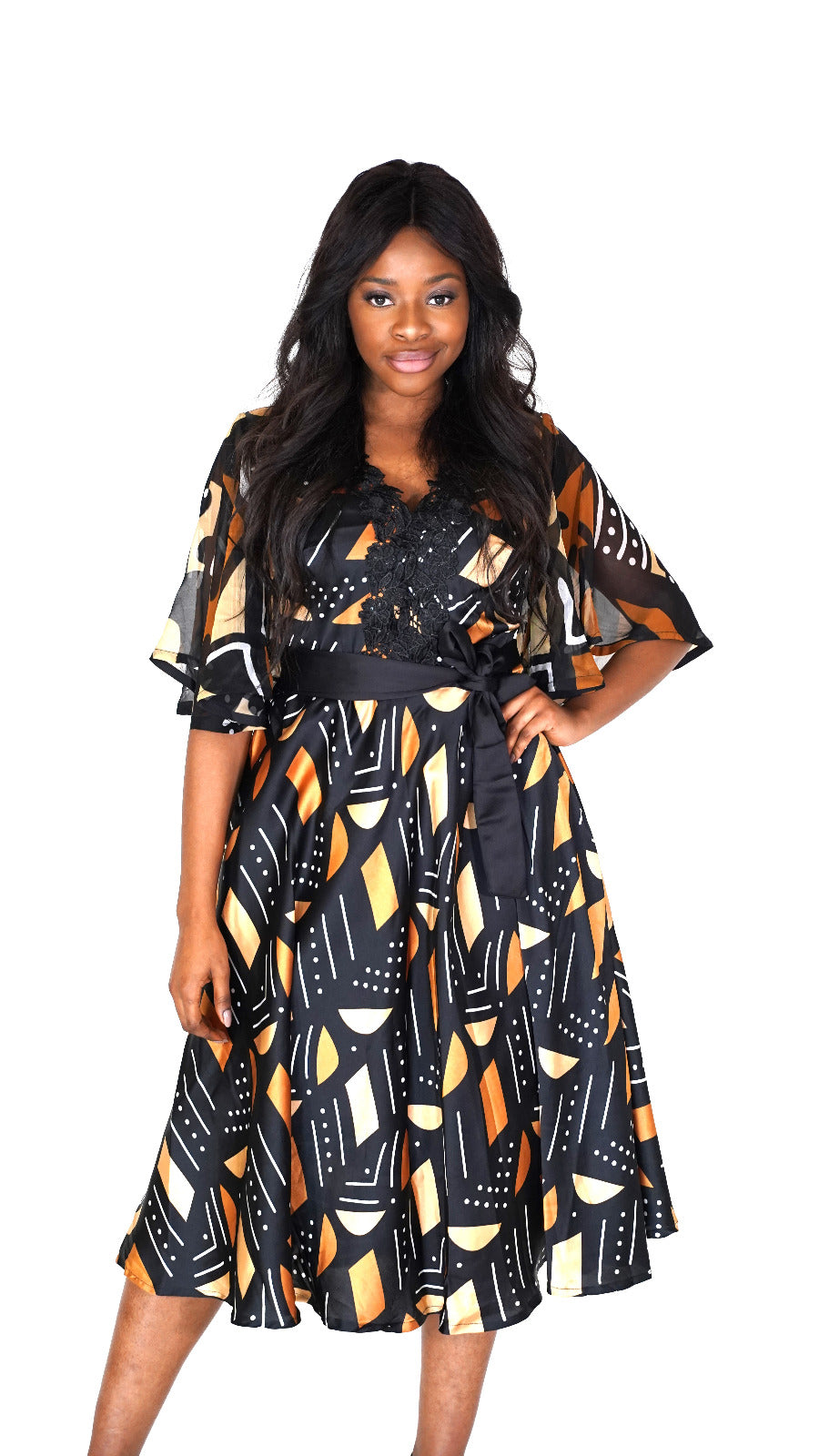 Bogolan Silk Midi Dress