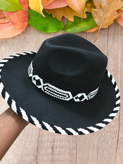 Zulu Doubled Layered Beaded Fedora Hat