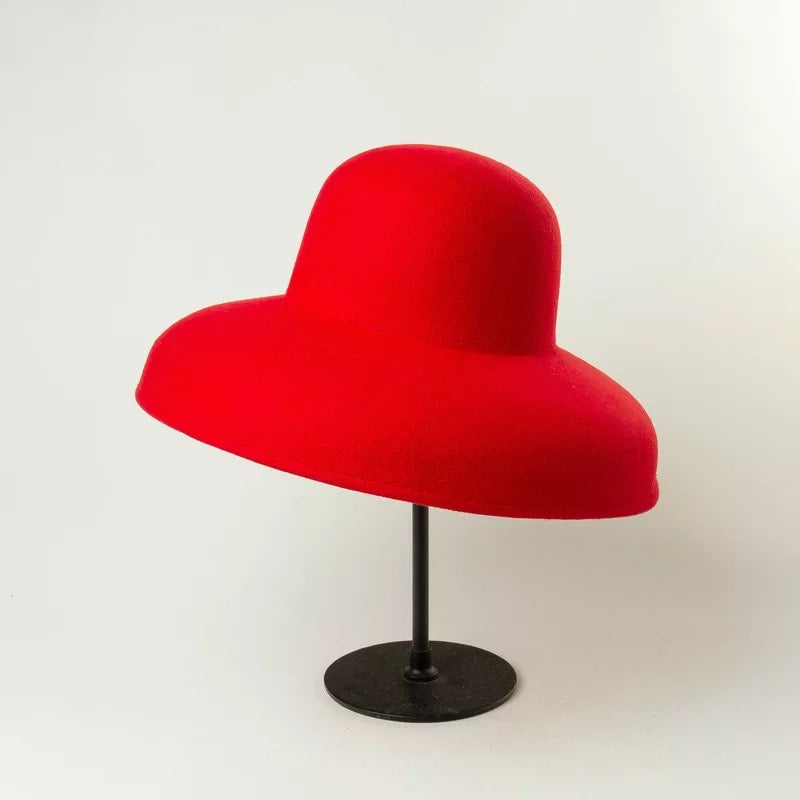 King Wheat Wide Edge Big Brim Wool Hat | Hepburn Style Beaded Hat| Beaded Hat| Beaded Fedora  Hat| Beaded Fedora| women Hat